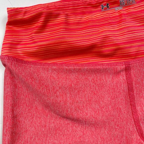 Under Armour Mid Rise Shorts Pink Orange HeatGear Shorty Compression Tight XS - Picture 3 of 10